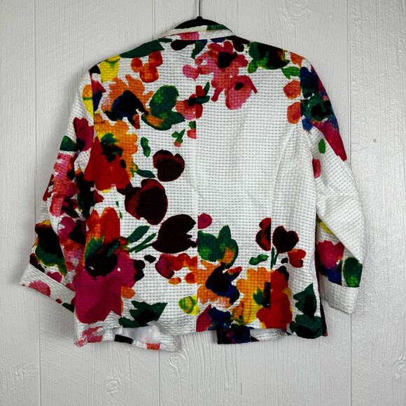 Erin London Watercolor Floral Print Textured Blazer Vibrant Multicolor Sz Small - Picture 3 of 9